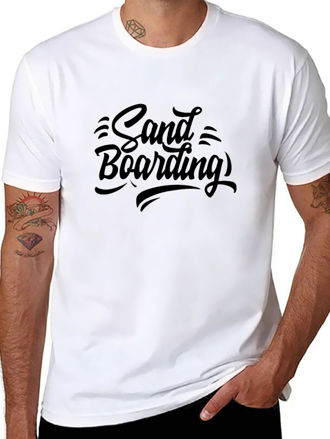 Sand Boarding Graphic Tee - Black Cotton T-Shirt
