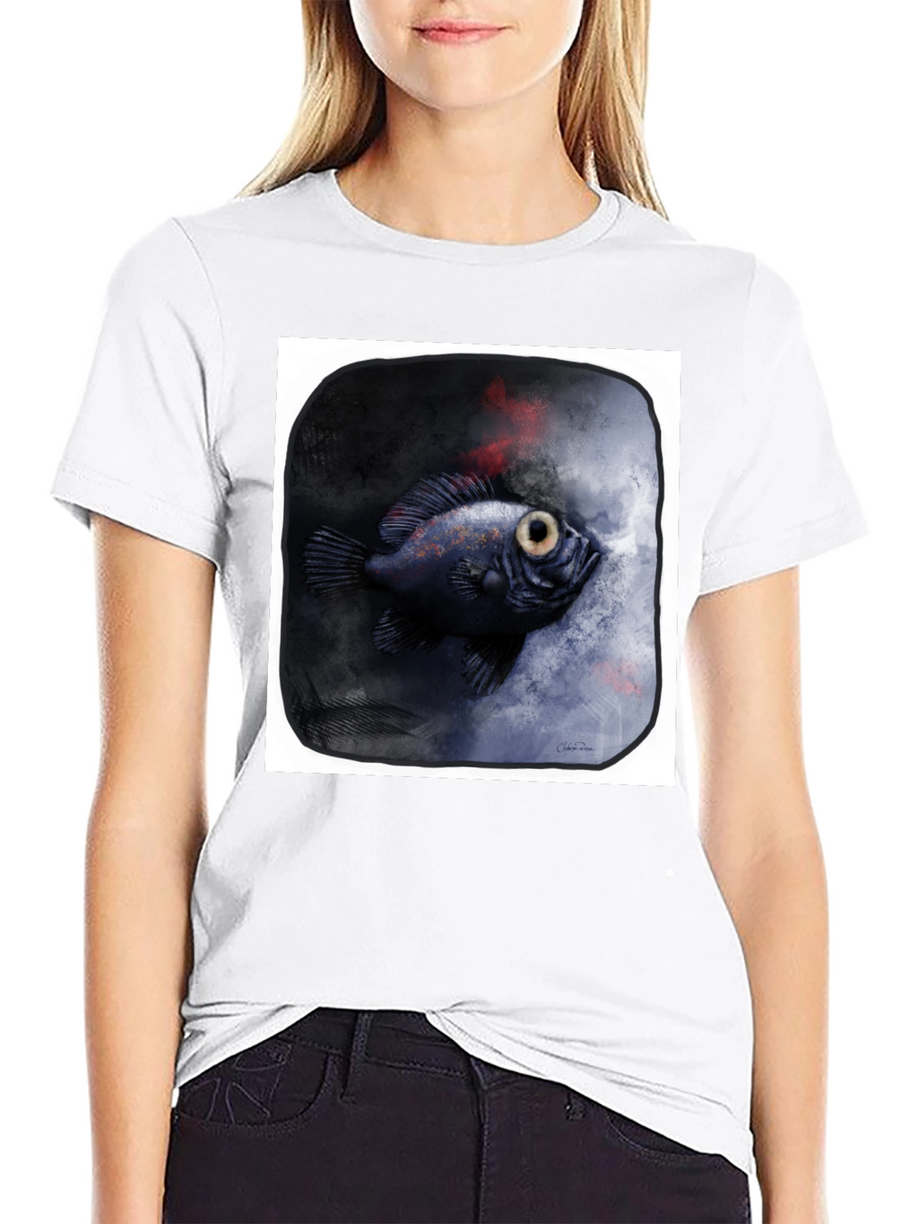 Unique Fish Graphic Black T-Shirt