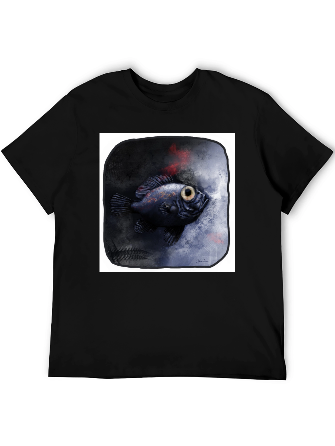 Unique Fish Graphic Black T-Shirt