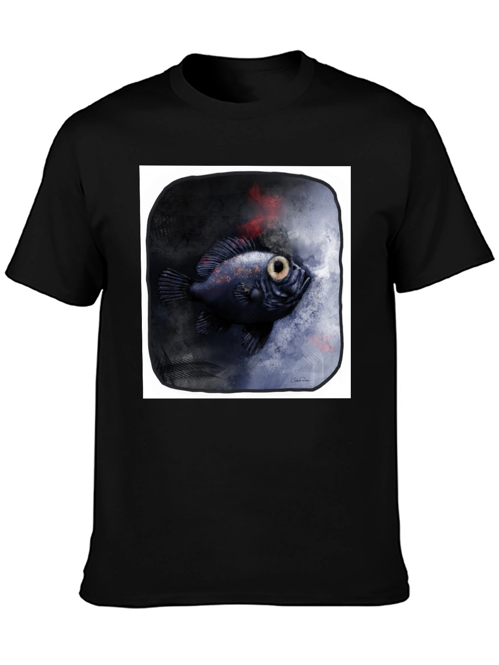Unique Fish Graphic Black T-Shirt