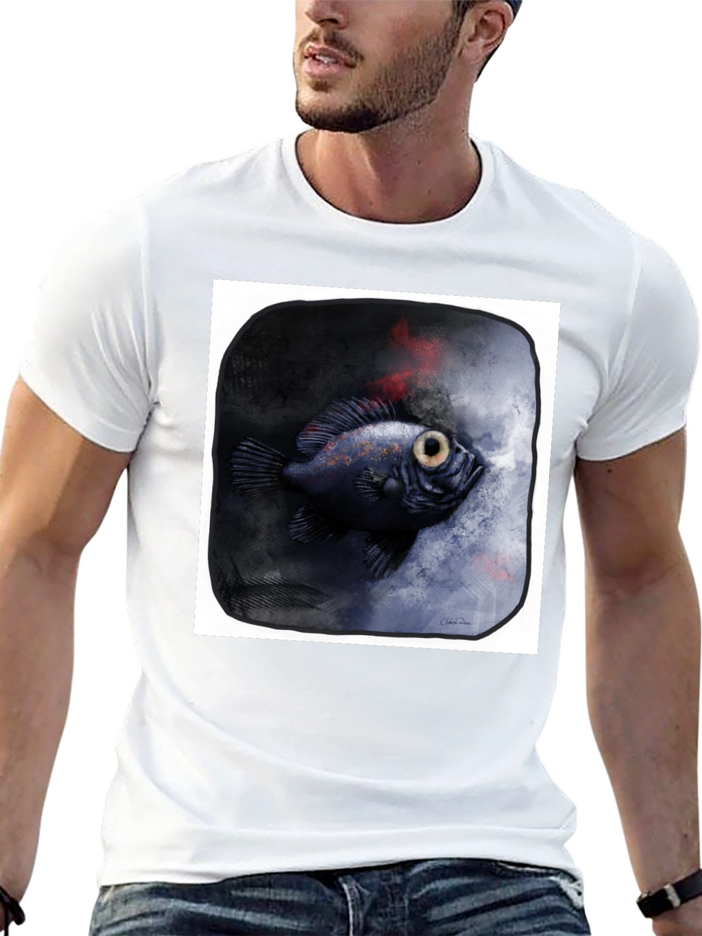 Unique Fish Graphic Black T-Shirt