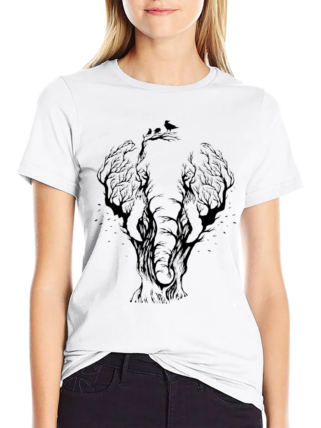 Elephant Tree Silhouette Graphic T-Shirt