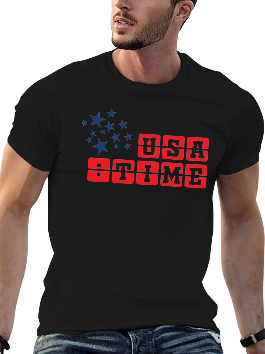 USA Time Graphic T-Shirt Patriotic Tee
