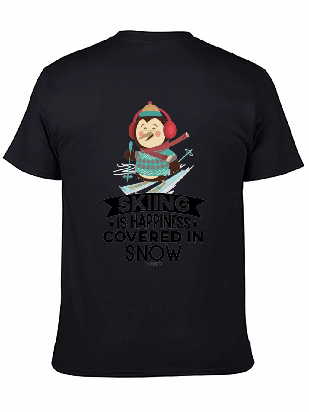 Skiing Penguin T-Shirt - Happiness Covered in Snow