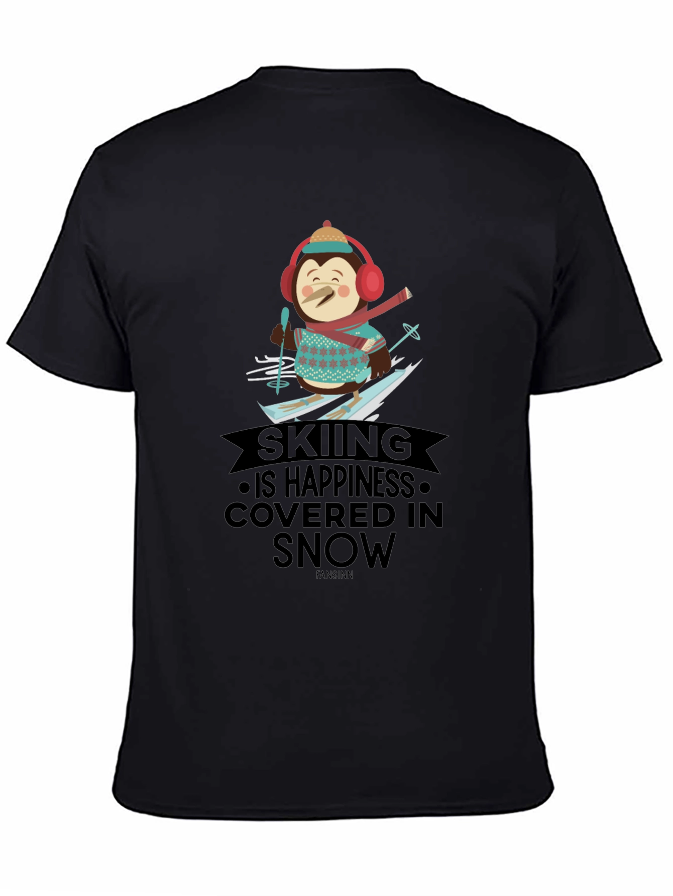 Skiing Penguin T-Shirt - Happiness Covered in Snow