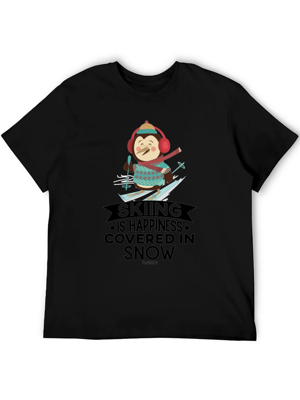 Skiing Penguin T-Shirt - Happiness Covered in Snow