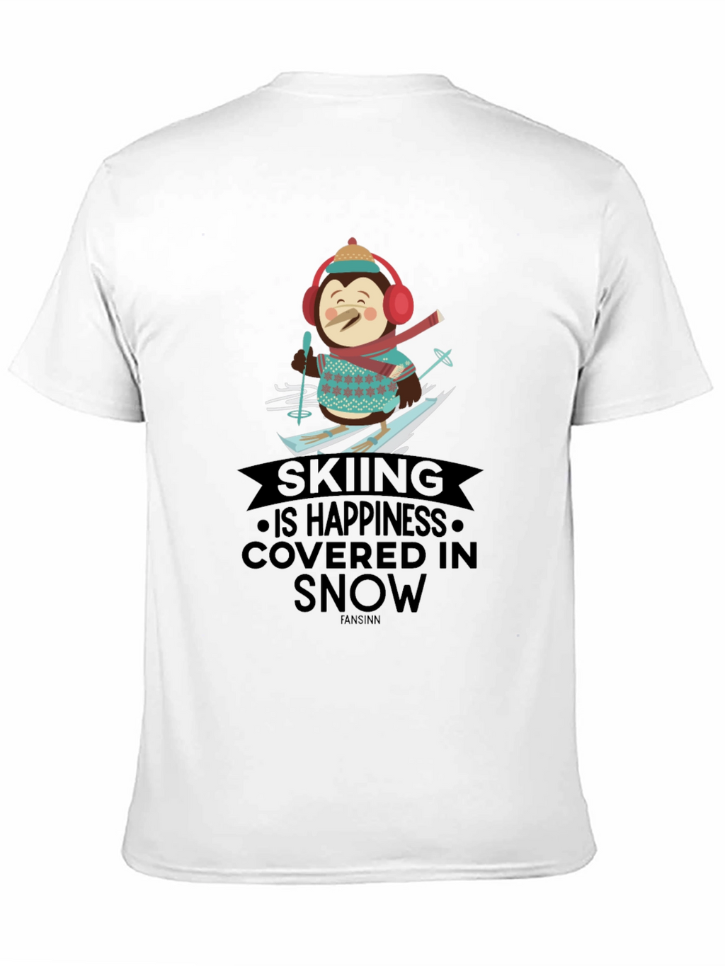 Skiing Penguin T-Shirt - Happiness Covered in Snow