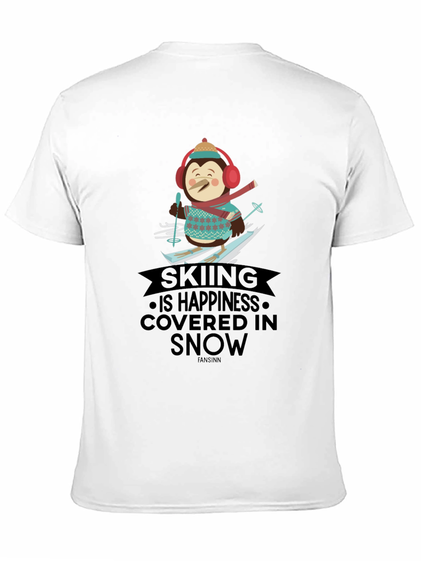Skiing Penguin T-Shirt - Happiness Covered in Snow