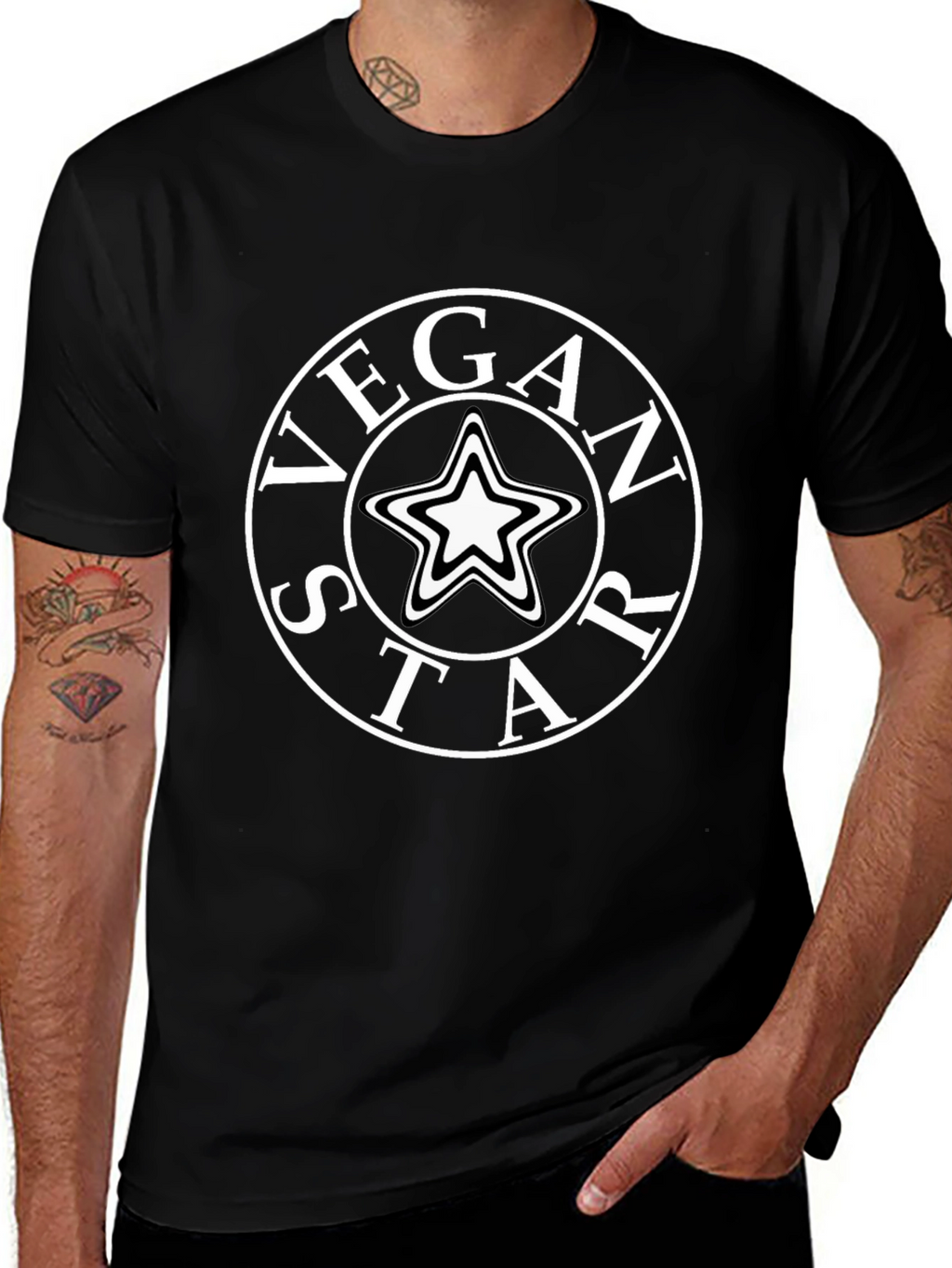 Vegan Star Graphic T-Shirt - Black