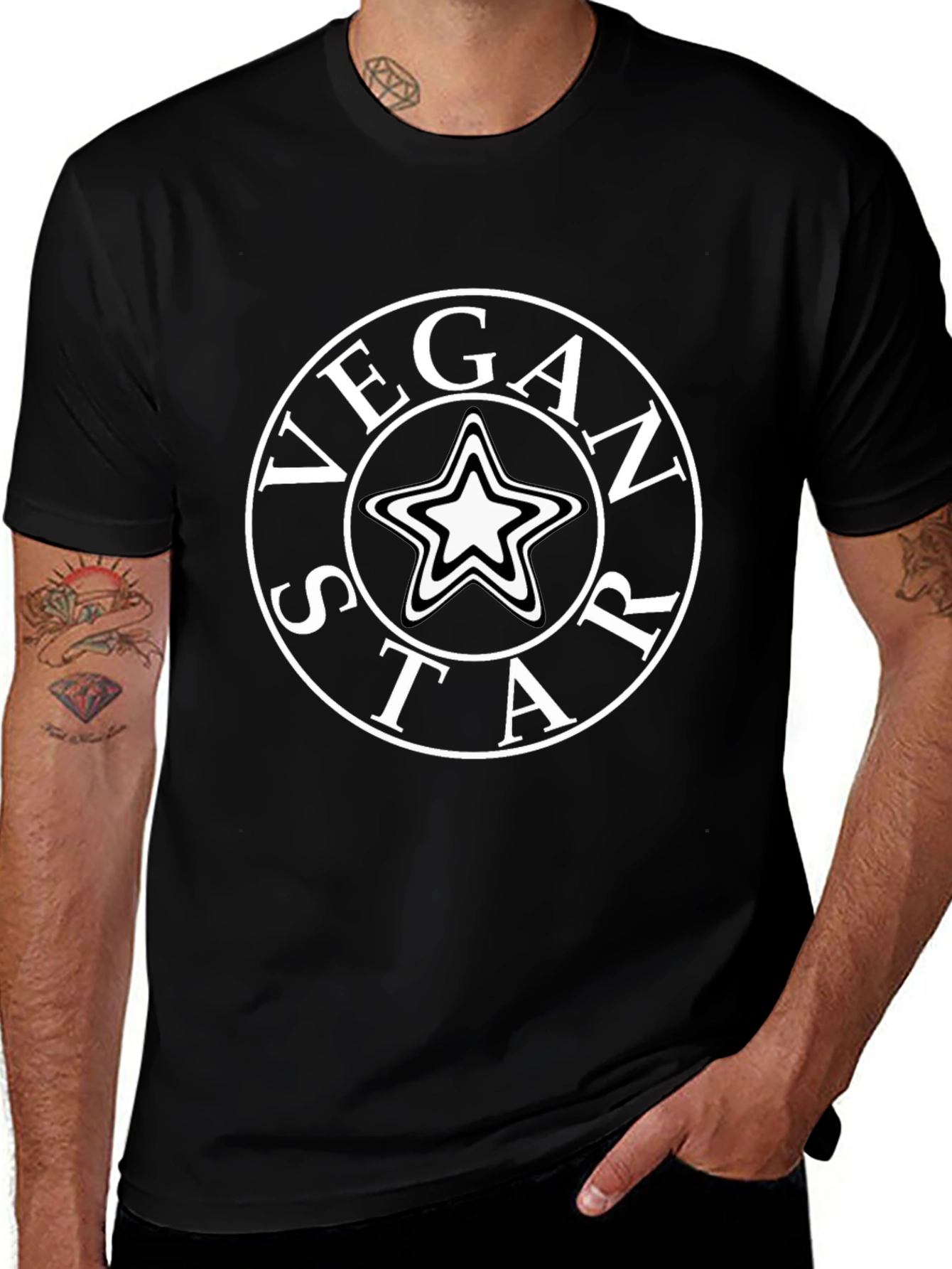 Vegan Star Graphic T-Shirt - Black
