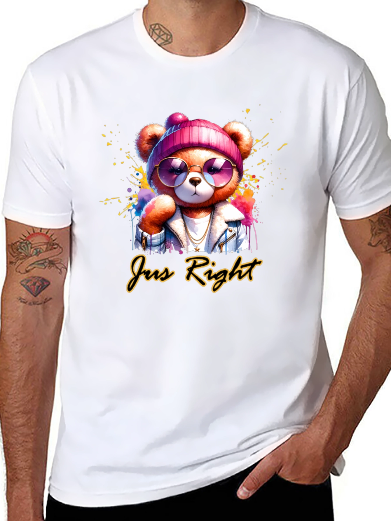 Just Right Bear Graphic Tee - Trendy Unisex T-Shirt