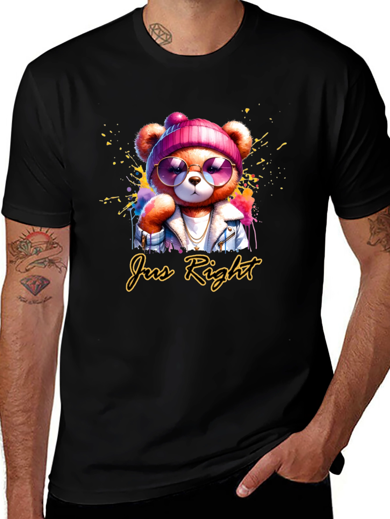 Just Right Bear Graphic Tee - Trendy Unisex T-Shirt
