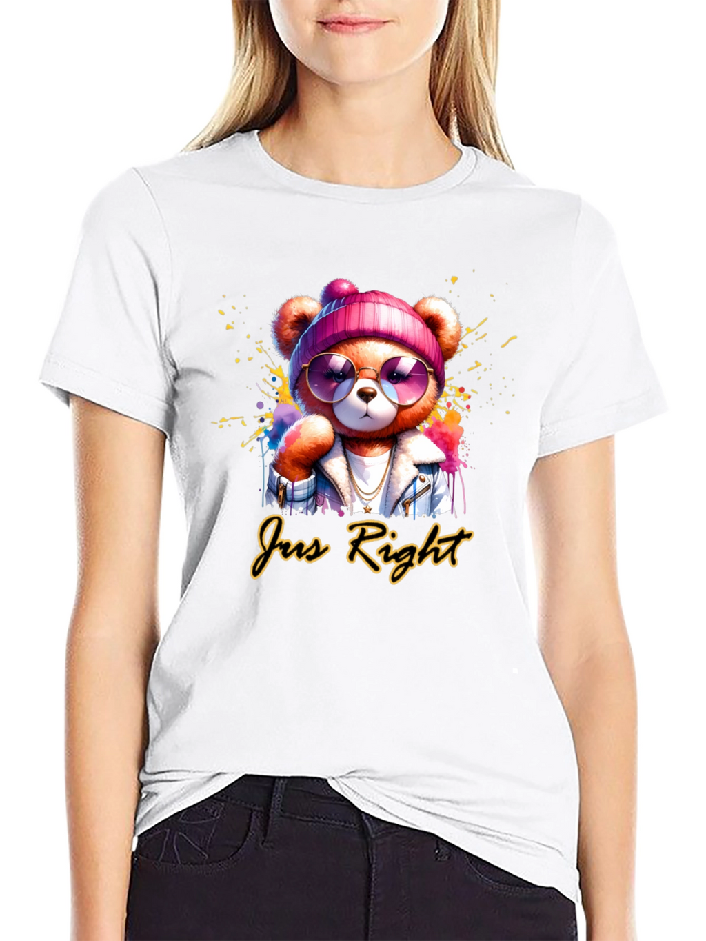 Just Right Bear Graphic Tee - Trendy Unisex T-Shirt