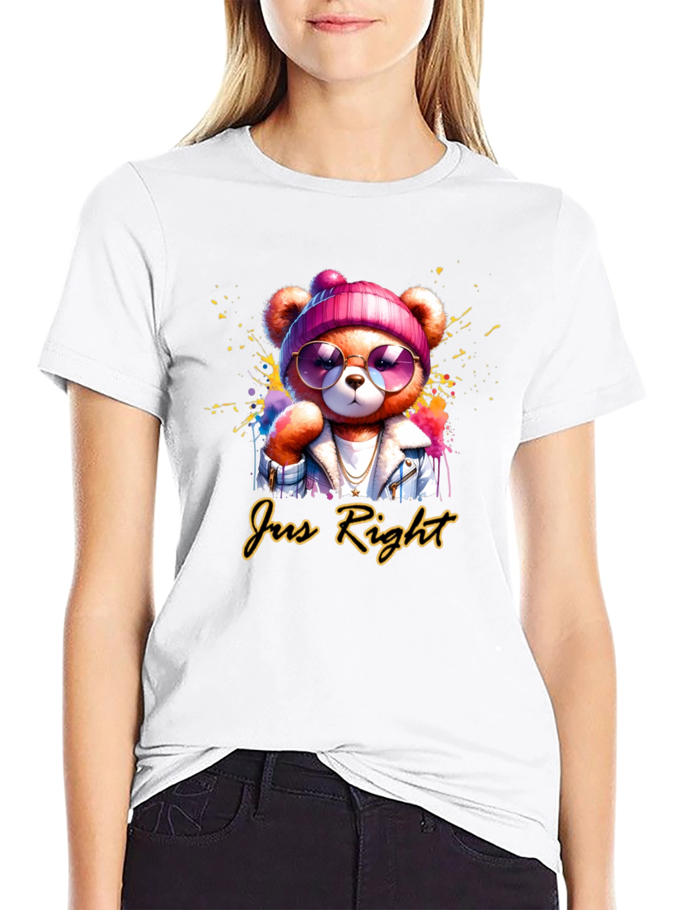 Just Right Bear Graphic Tee - Trendy Unisex T-Shirt