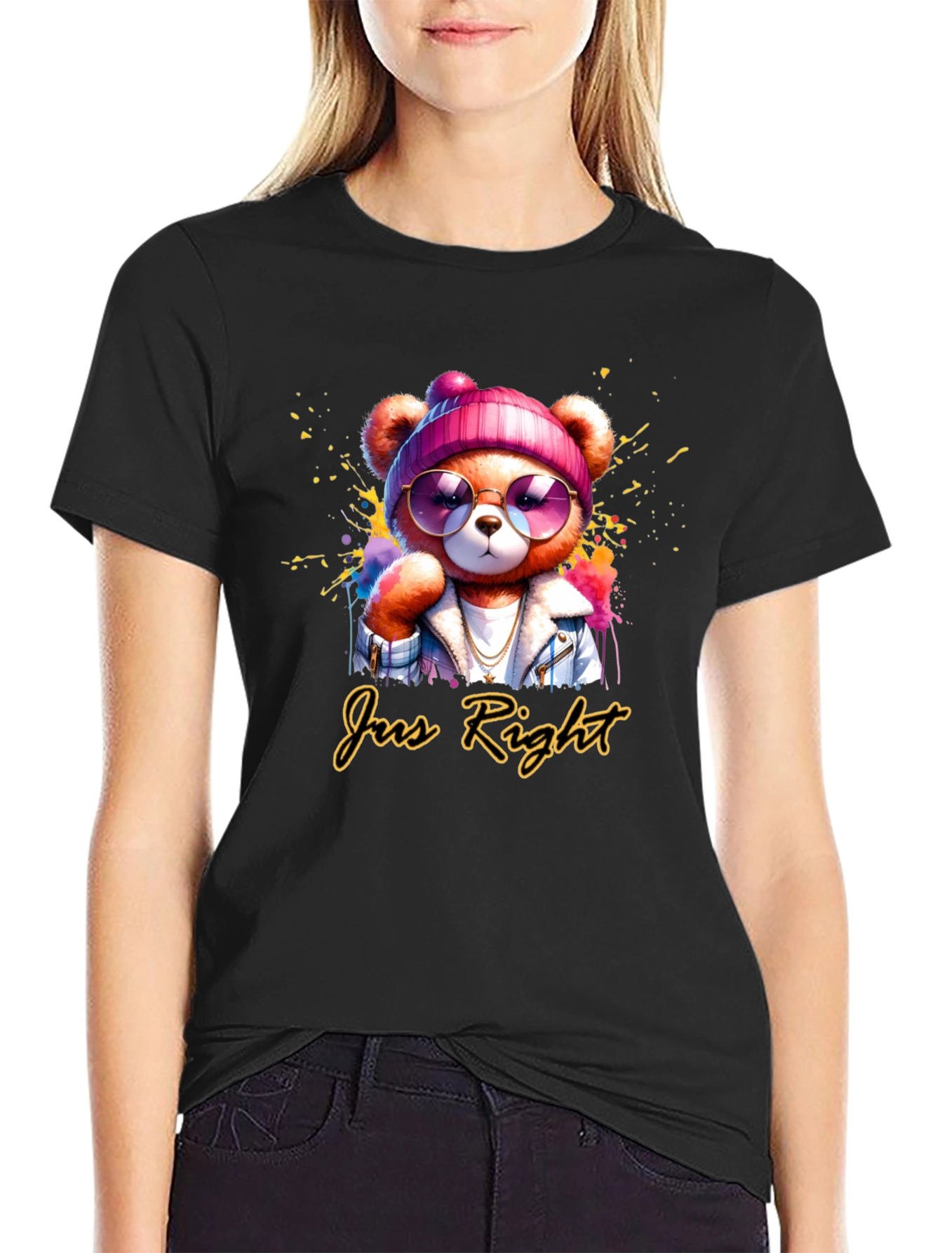 Just Right Bear Graphic Tee - Trendy Unisex T-Shirt
