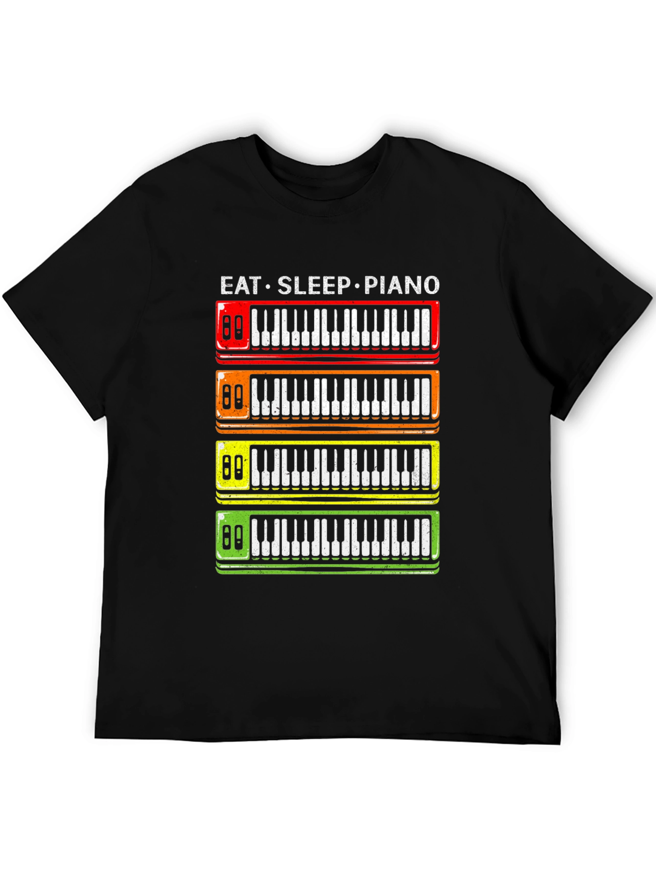 Eat Sleep Piano T-Shirt - Colorful Keyboard Design