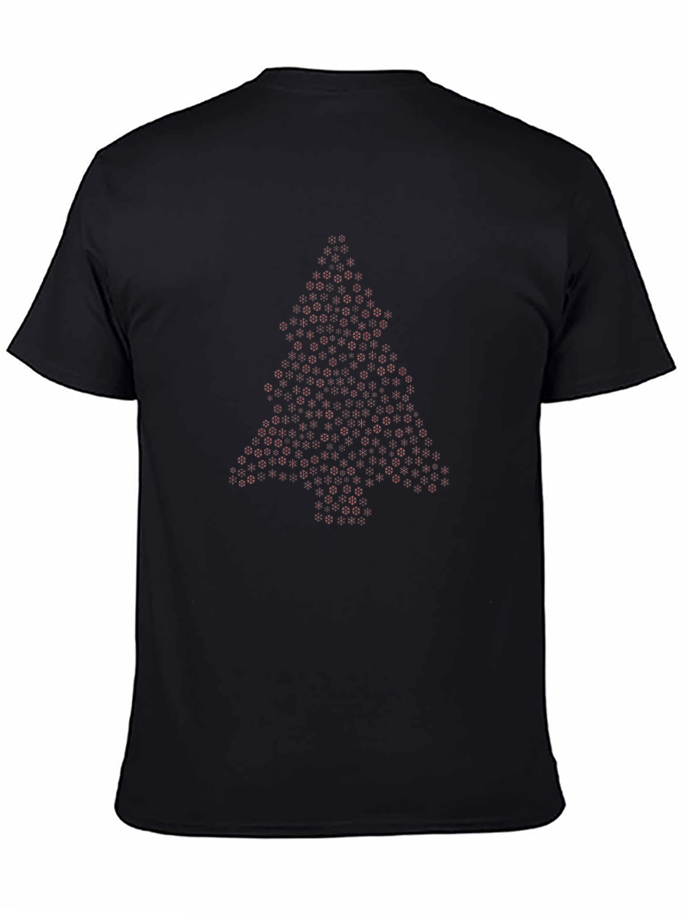 Christmas Tree Hexagon Pattern Black T-Shirt
