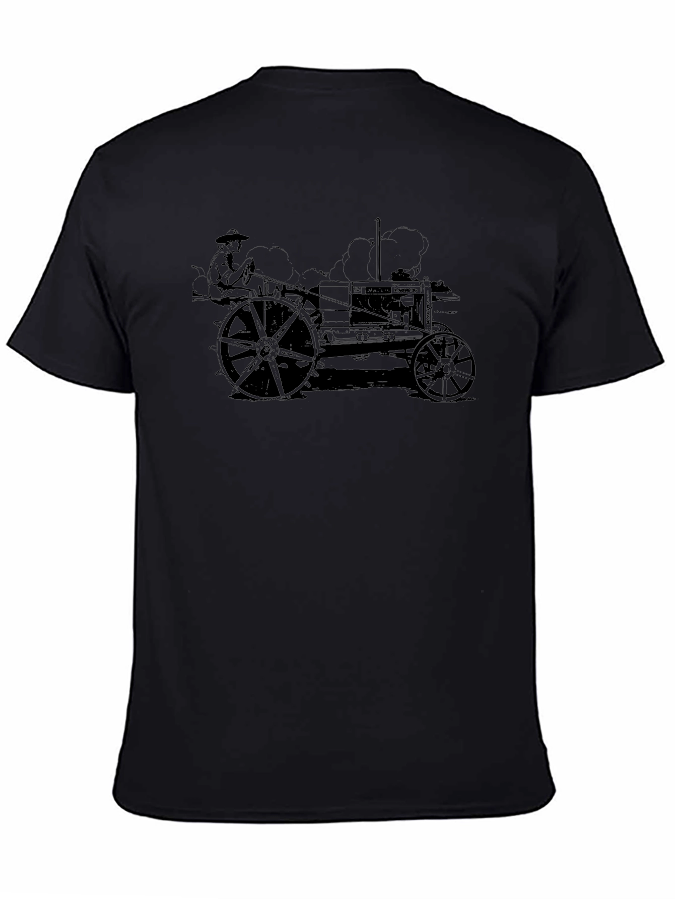 Vintage Tractor Graphic Tee - Classic Black Cotton T-Shirt
