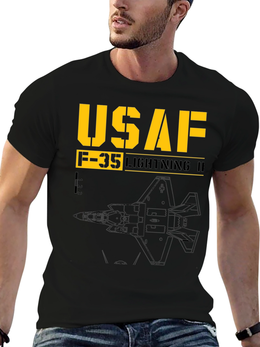 USAF F-35 Lightning II Black Graphic T-Shirt