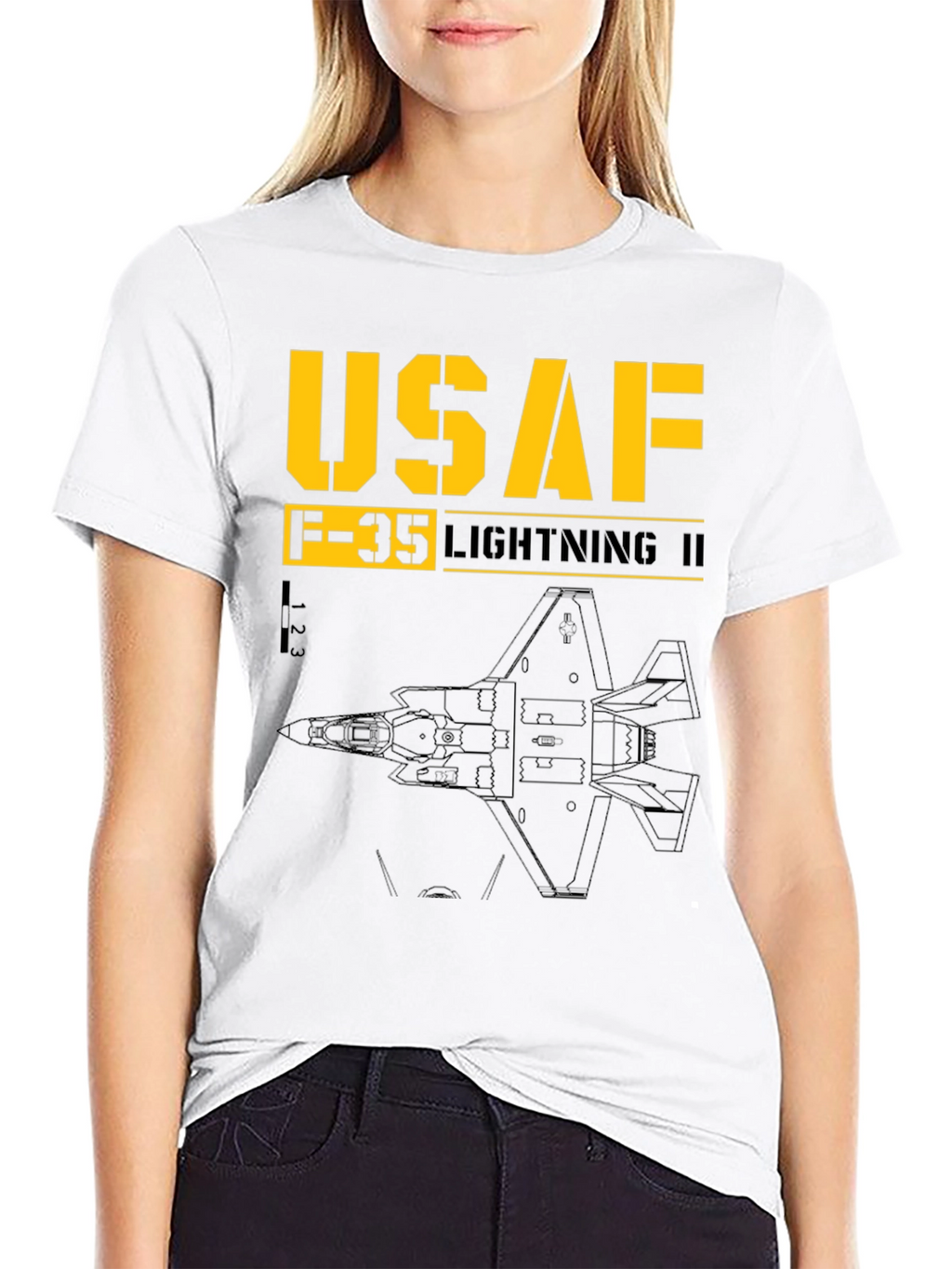 USAF F-35 Lightning II Black Graphic T-Shirt