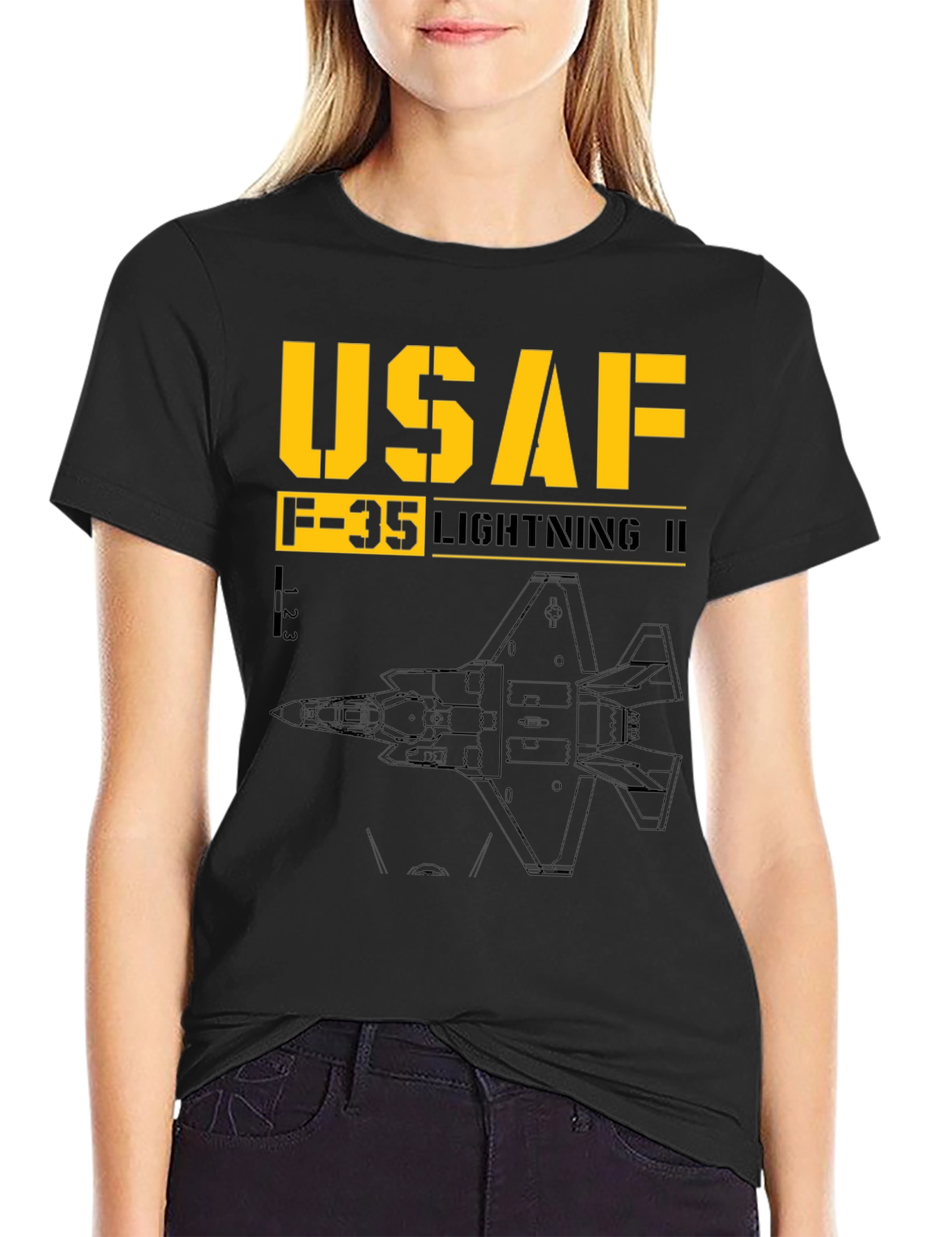 USAF F-35 Lightning II Black Graphic T-Shirt