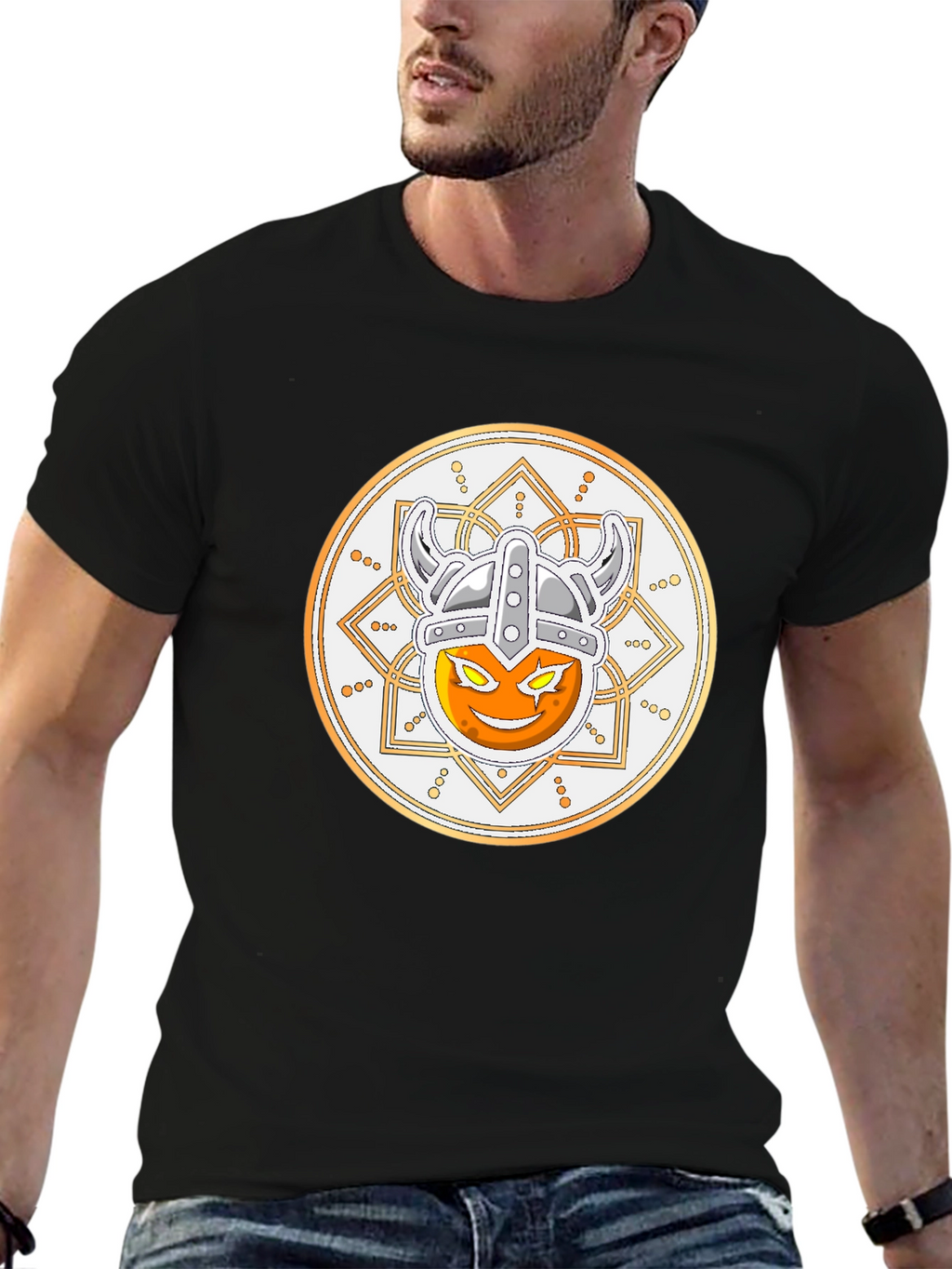 Viking Emoji Graphic T-Shirt - Black Cotton Tee