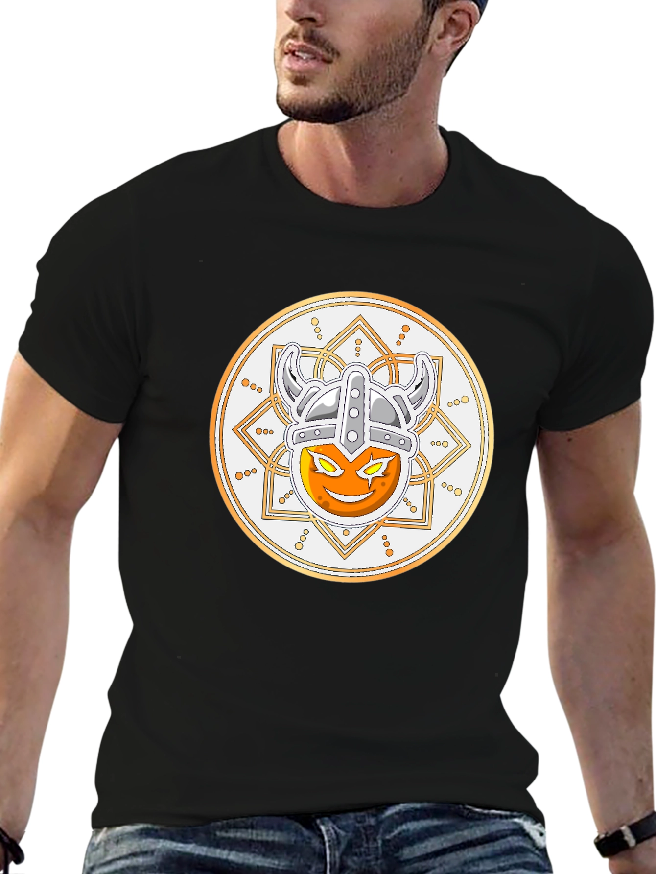 Viking Emoji Graphic T-Shirt - Black Cotton Tee
