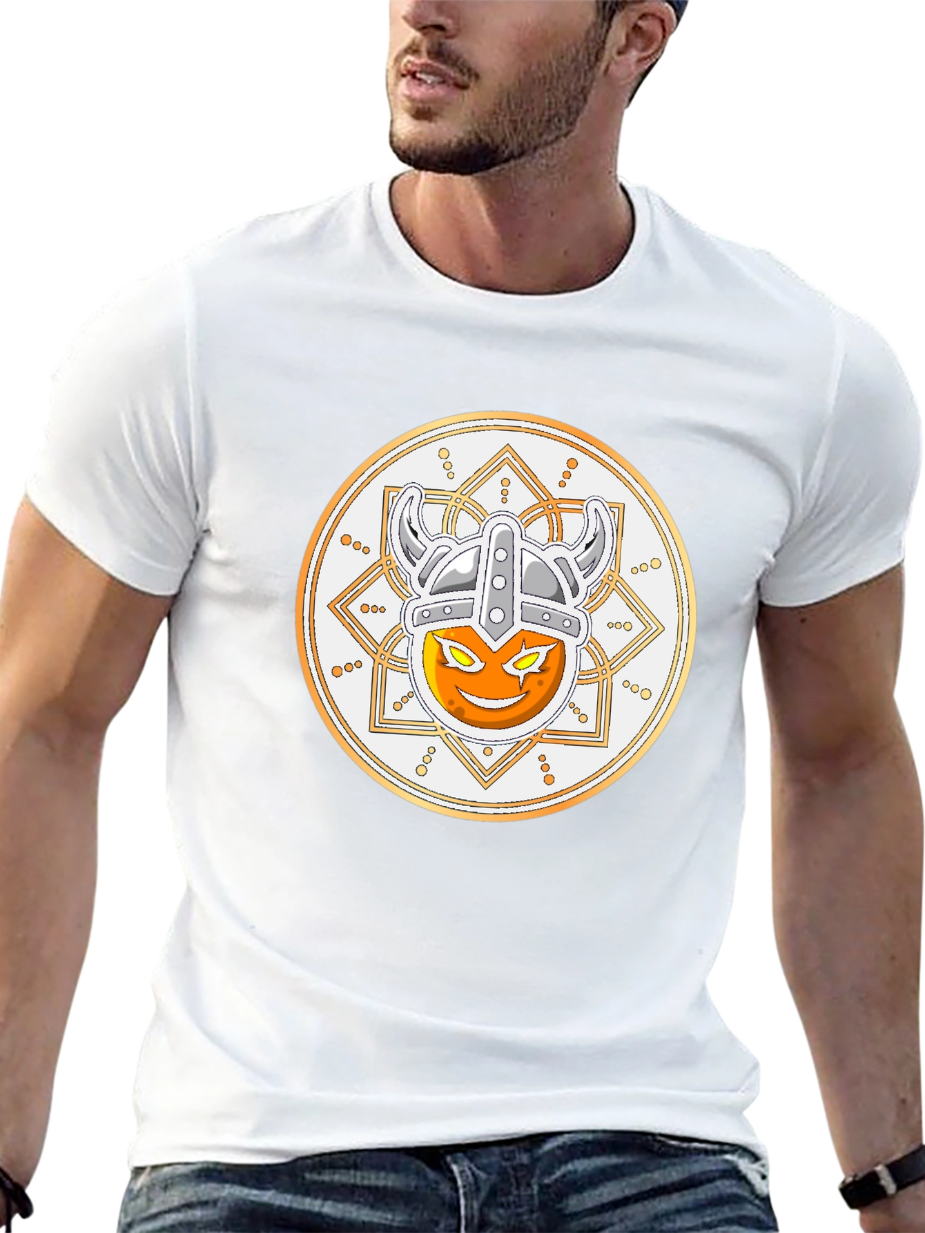 Viking Emoji Graphic T-Shirt - Black Cotton Tee