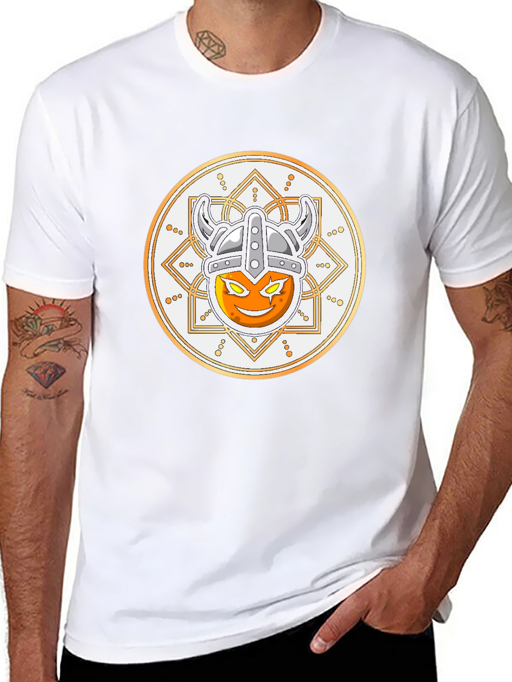 Viking Emoji Graphic T-Shirt - Black Cotton Tee
