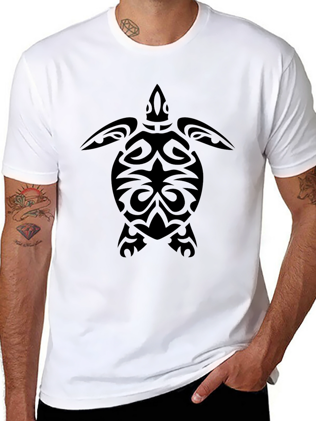 Black Tribal Turtle Graphic Tee