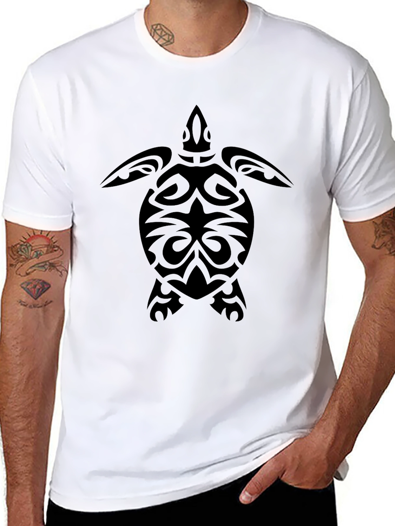 Black Tribal Turtle Graphic Tee