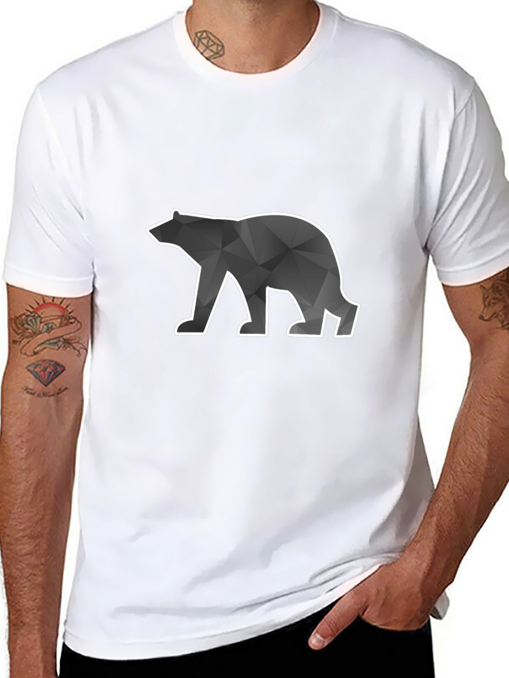 Geometric Bear Graphic Tee - Modern Style
