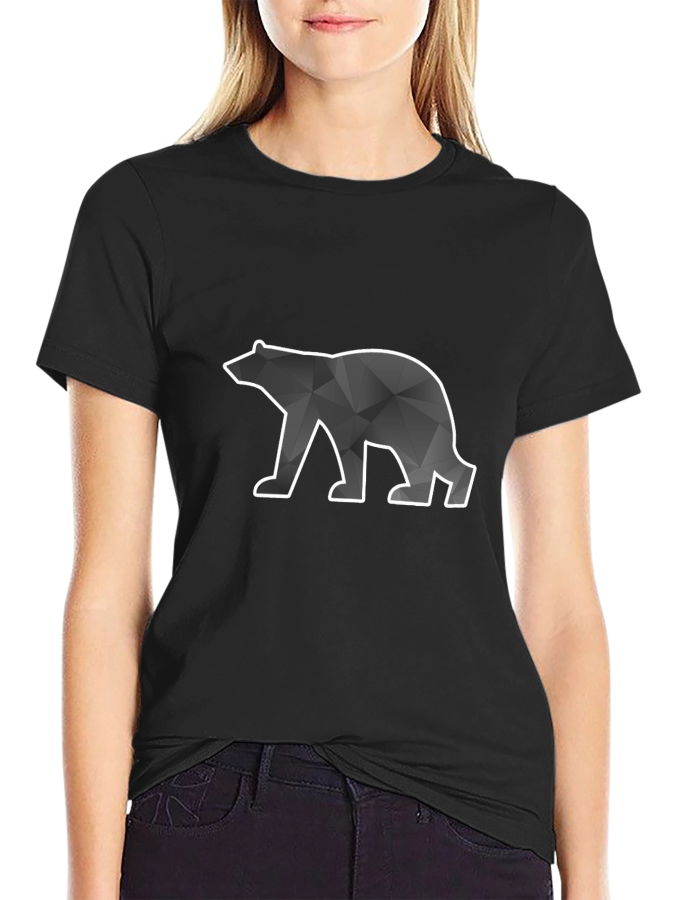 Geometric Bear Graphic Tee - Modern Style