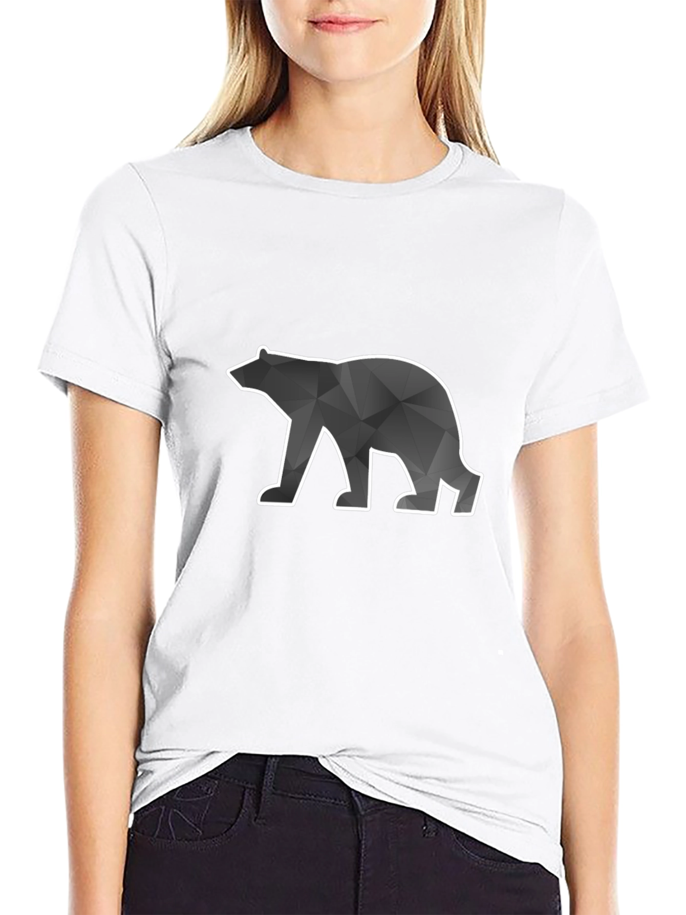 Geometric Bear Graphic Tee - Modern Style