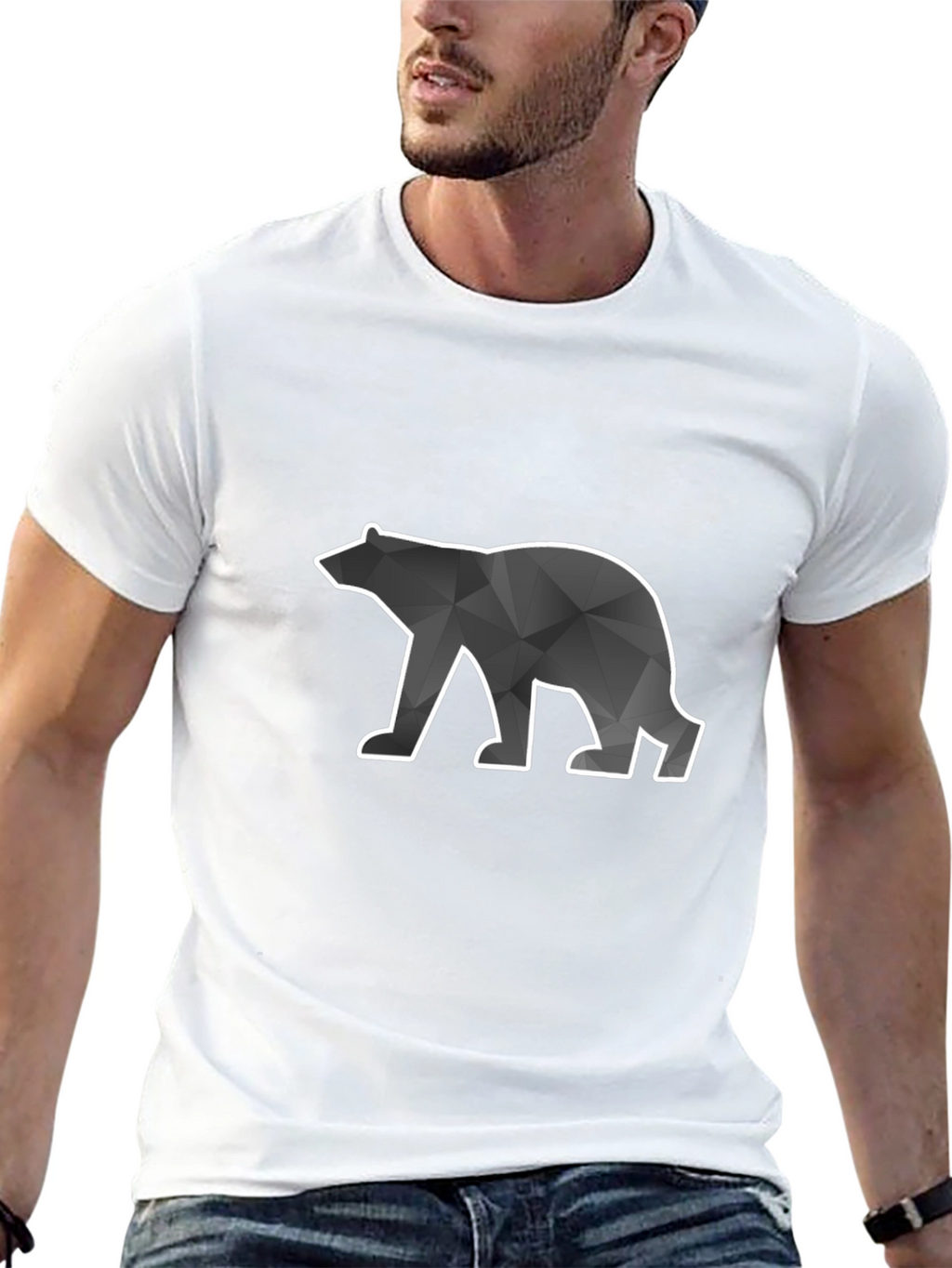 Geometric Bear Graphic Tee - Modern Style