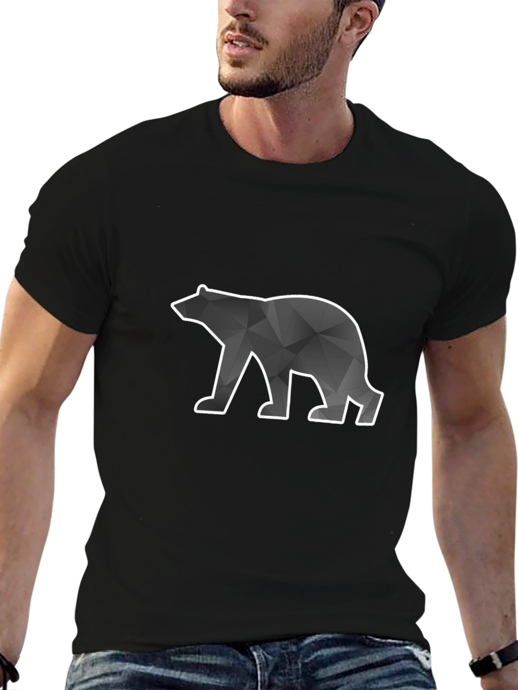 Geometric Bear Graphic Tee - Modern Style
