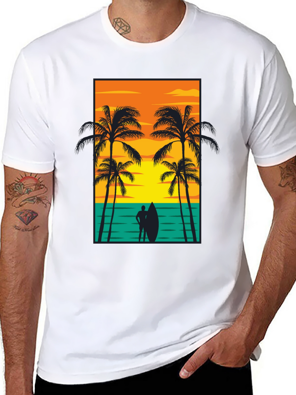 Beach Sunset Graphic Tee - Mens Black T-Shirt