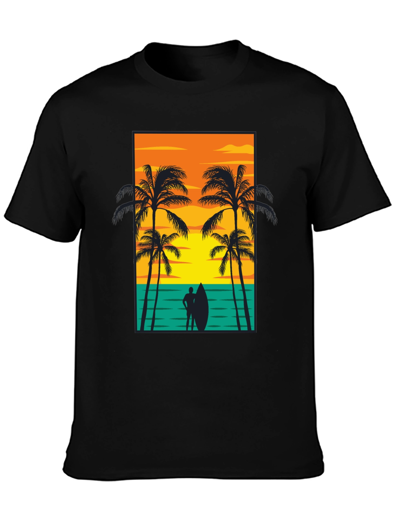 Beach Sunset Graphic Tee - Mens Black T-Shirt