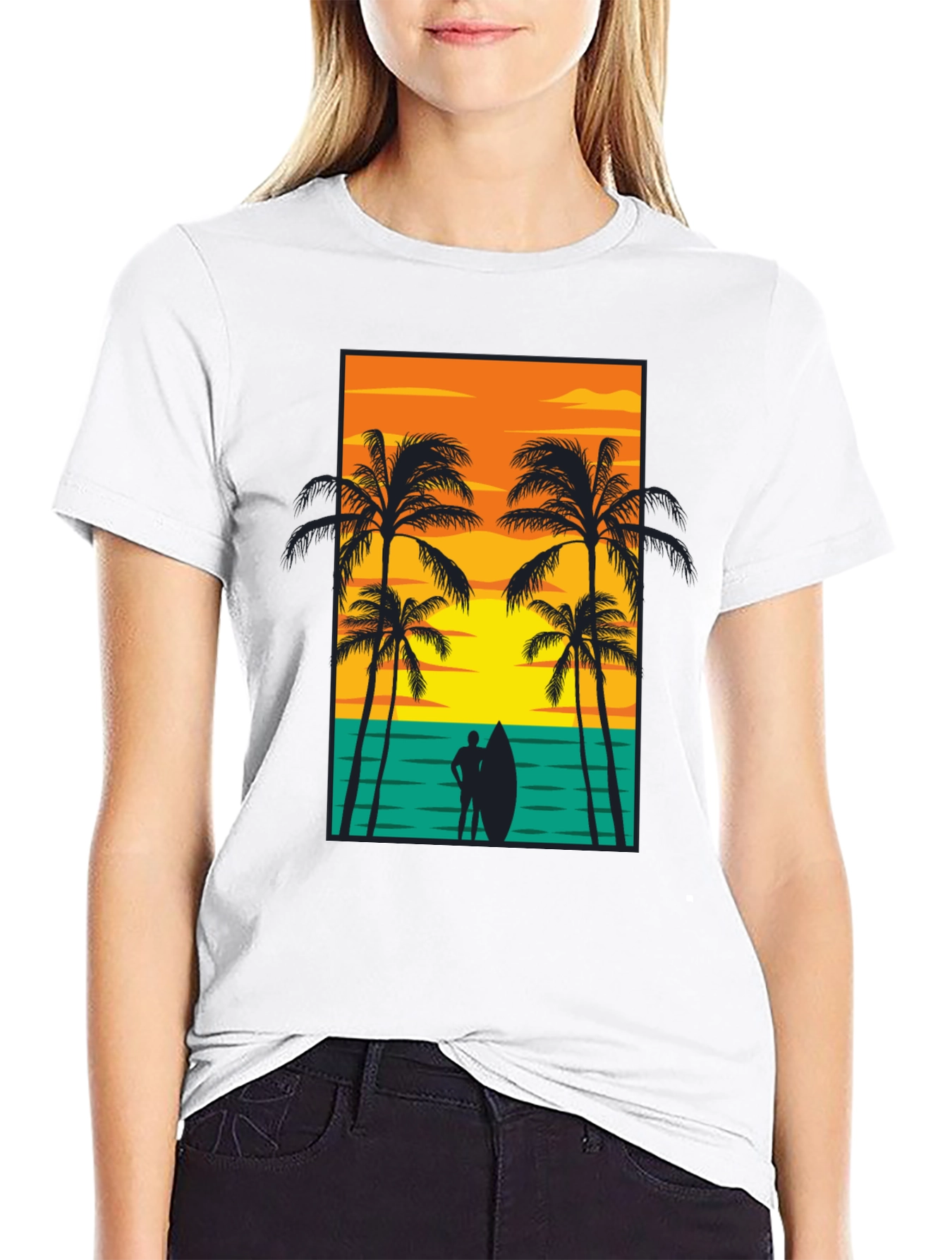 Beach Sunset Graphic Tee - Mens Black T-Shirt