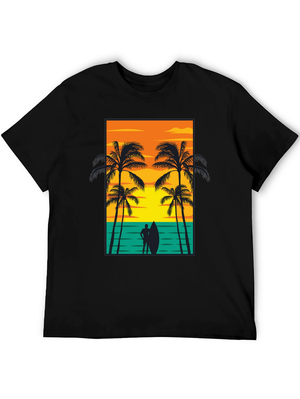 Beach Sunset Graphic Tee - Mens Black T-Shirt