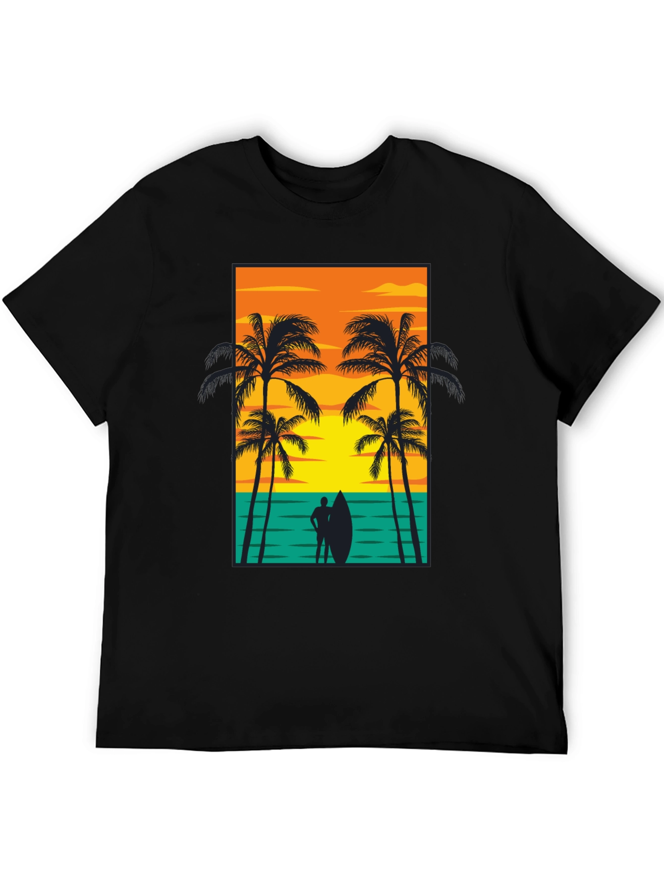 Beach Sunset Graphic Tee - Mens Black T-Shirt