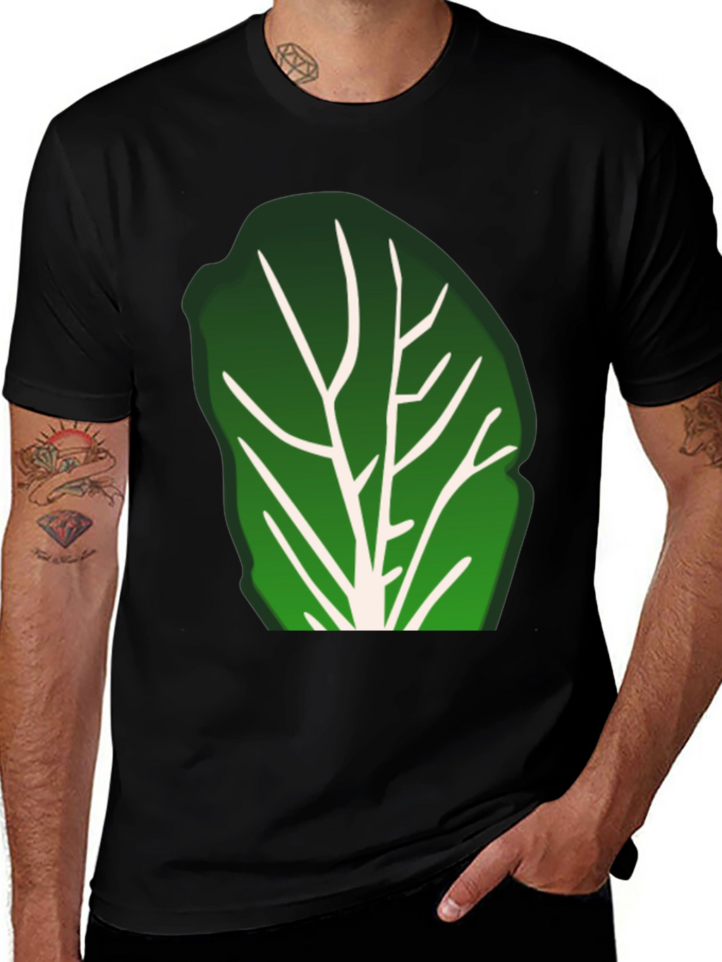 Lettuce Leaf Graphic Black T-Shirt