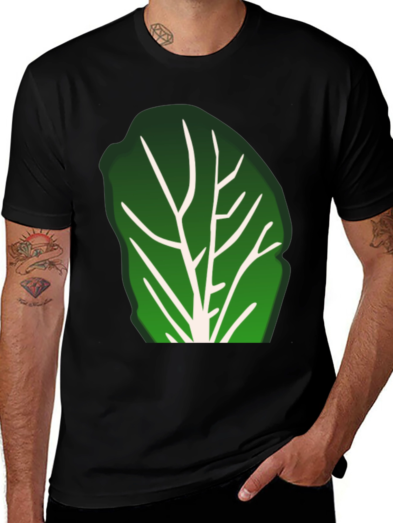 Lettuce Leaf Graphic Black T-Shirt