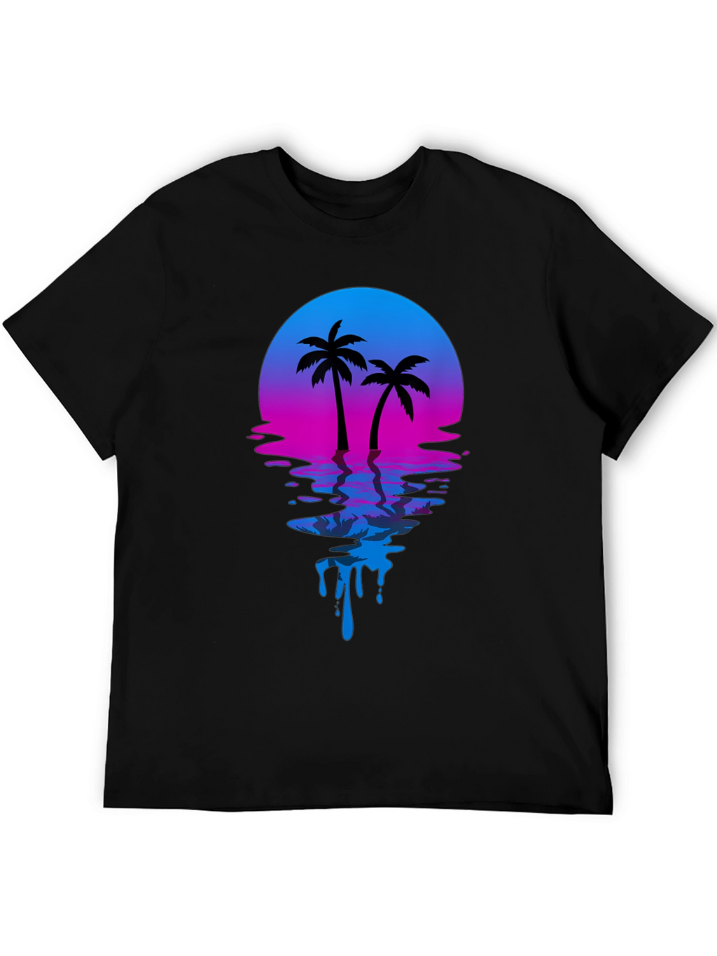 Retro Sunset Palm Tree Graphic T-Shirt