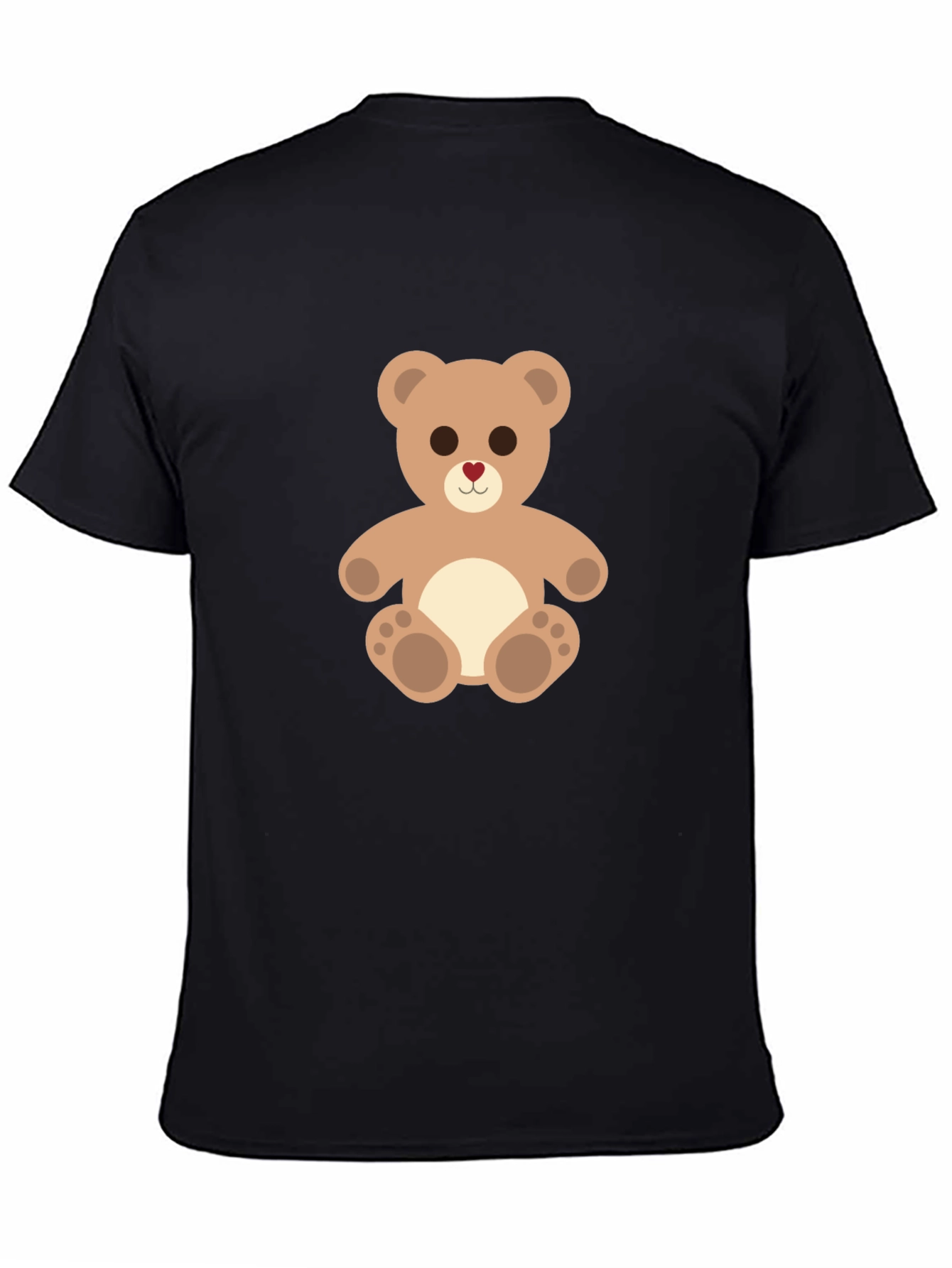Cute Teddy Bear Graphic Tee - Black Cotton Comfort