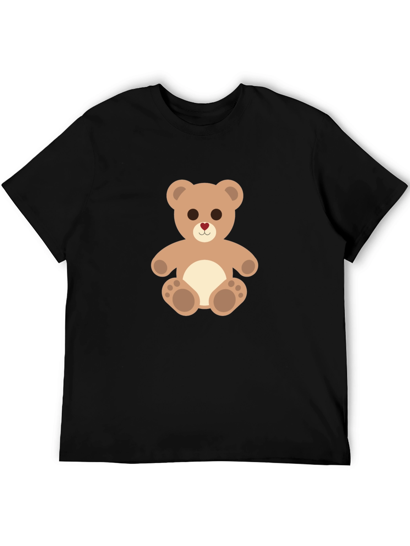 Cute Teddy Bear Graphic Tee - Black Cotton Comfort