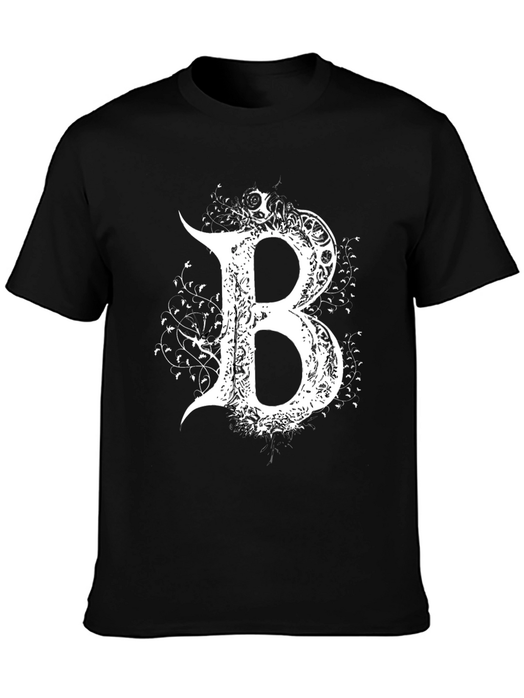 Gothic Letter B T-Shirt - Elegant Dark Style Tee