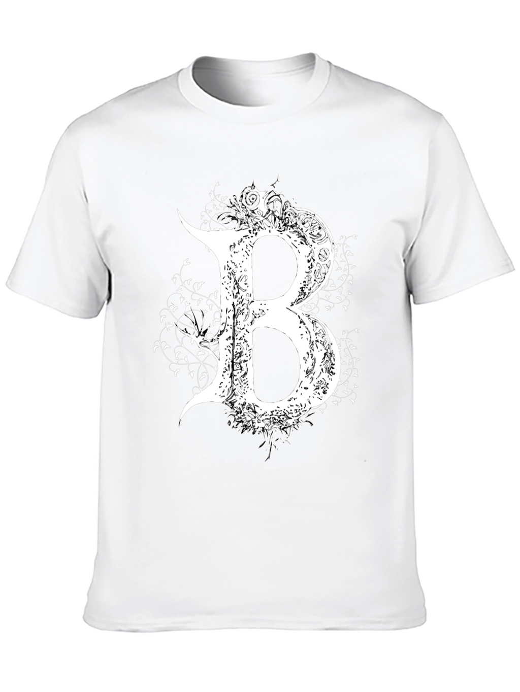 Gothic Letter B T-Shirt - Elegant Dark Style Tee