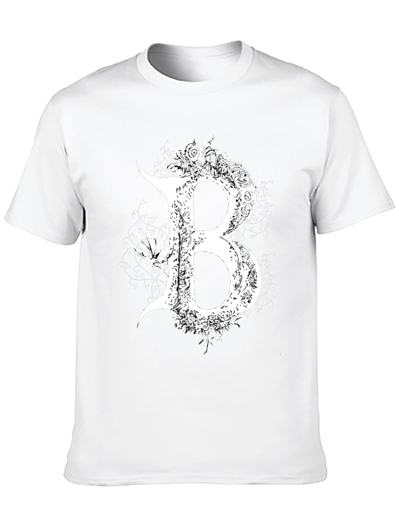 Gothic Letter B T-Shirt - Elegant Dark Style Tee