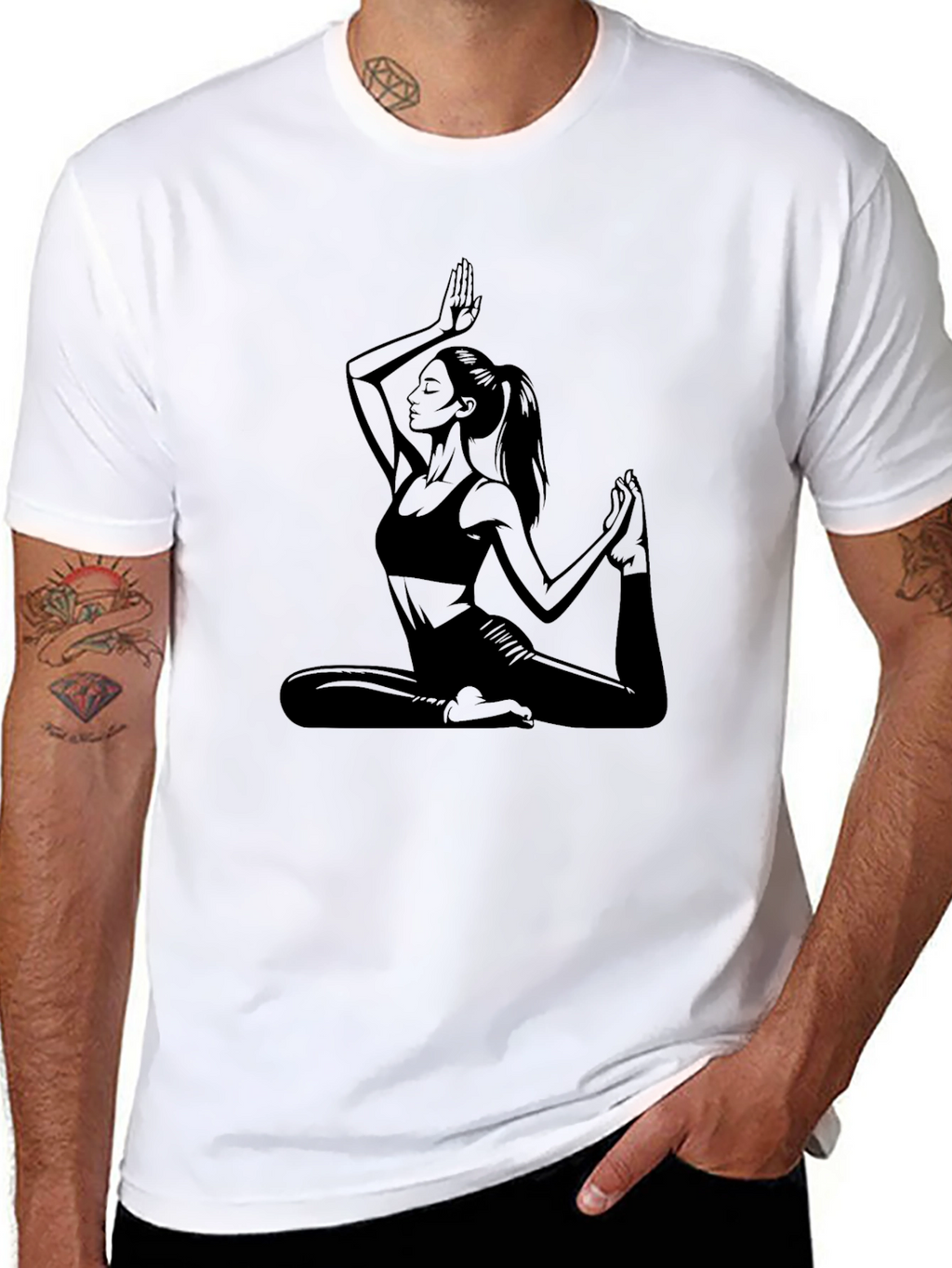 Yoga Pose Graphic Black T-Shirt